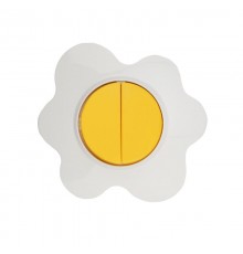 Выключатель двухклавишный HAPPY Яичница скрытой установки, желтый/белый  KR-78-0630  Kranz