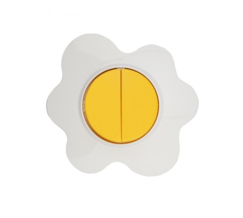 Выключатель двухклавишный HAPPY Яичница скрытой установки, желтый/белый  KR-78-0630  Kranz