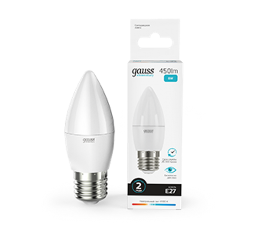 Лампа светодиодная LED 6Вт E27 220В 4100К Elementary свеча  33226  Gauss