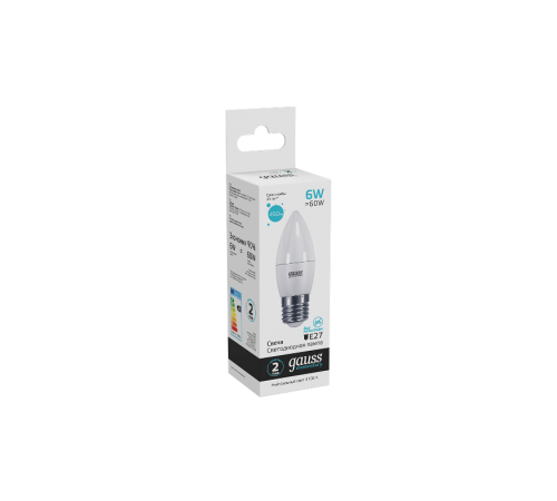 Лампа светодиодная LED 6Вт E27 220В 4100К Elementary свеча  33226  Gauss