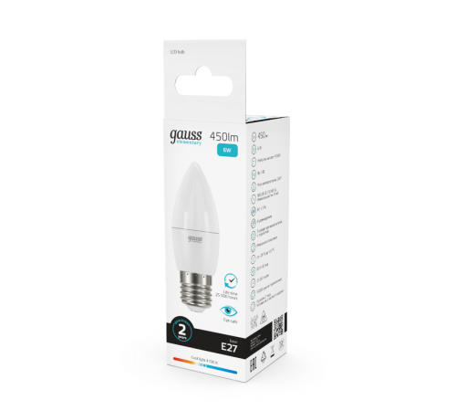 Лампа светодиодная LED 6Вт E27 220В 4100К Elementary свеча  33226  Gauss