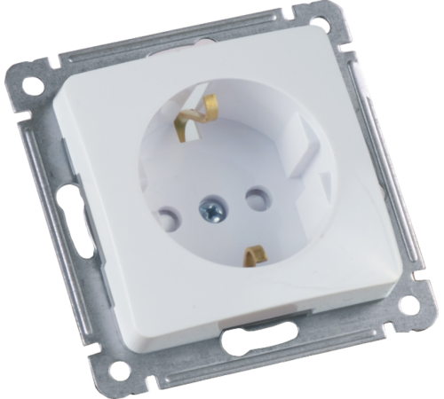 РС16-412 Механизм розетки одноместной с заземляющим контактом, со шторками