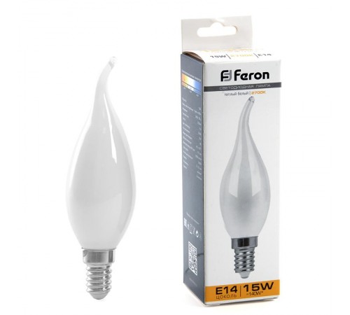 Лампа светодиодная, (15W) 230V E14 2700K матовая, LB-718  38260  FERON