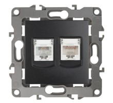 Розетка информационная+телефонная 12-3109-05RJ45+RJ11,  антрацит Б0018252  ЭРА