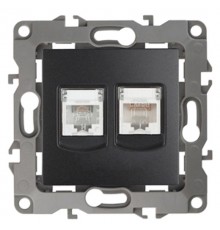Розетка информационная+телефонная 12-3109-05RJ45+RJ11,  антрацит Б0018252  ЭРА