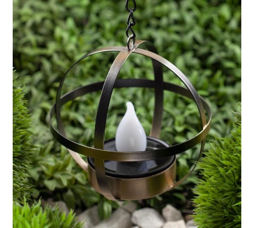 Cветильник садовый декоративный Лофт подвесной на цепи на солнечной батарее, ERASFM-02 металл, 28 см  Б0044846  ЭРА