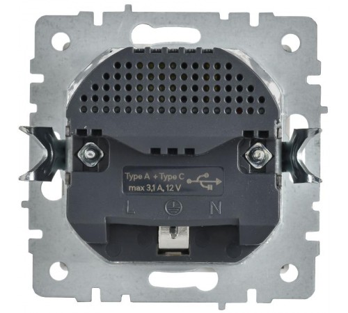 BRITE Розетка 1-местная с заземлением с защитными шторками 16А с USB A+C 18Вт РЮш11-1-БрАБ арктический белый   BR-R14-16-U22-018-K91  IEK