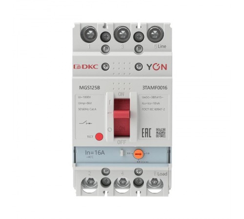 Авт. выкл. YON MGS125 3P 12,8-16A 18kA  MGS125B-3TAMF0016  DKC