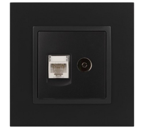 14-3110-05 Розетка RJ45+TV, IP20, антрацит  Б0034318  ЭРА