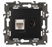 14-3110-05 Розетка RJ45+TV, IP20, антрацит  Б0034318  ЭРА