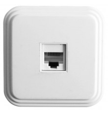 Розетка компьютерная 1-местная RJ-45, PST00-21-20 (РК8-01), белый  39706  STEKKER