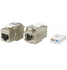 KJ8-8P8C-C6A-180-TLS-SH-F-WH Вставка Keystone Jack RJ-45(8P8C), категория 6a (10G), экранир., тип 180 градусов, Toolless, белая  426184  Hyperline