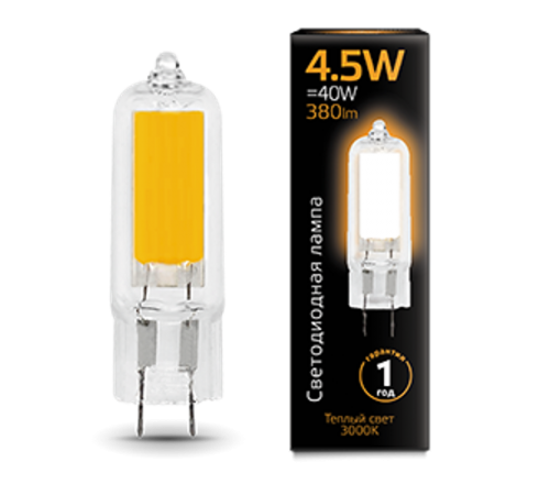 Лампа светодиодная Black LED G4 AC220-240V 4.5W 380lm 3000K Glass  107807104  Gauss