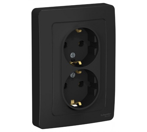 Blanca Антрацит С/У Розетка 2-ая с заземлением без шторок, 16А, 250В  BLNRS001026  SE