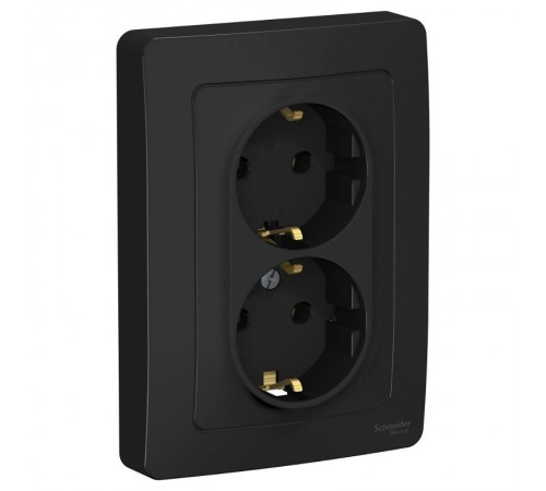 Blanca Антрацит С/У Розетка 2-ая с заземлением без шторок, 16А, 250В  BLNRS001026  SE
