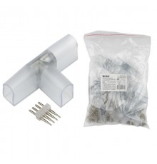 Коннекторы для светодиодной ленты Т-образные ULS-N22 RGB NEON 220В, 8x16мм, 4 контакта UTC-K-34/N22 CLEAR 010 POLYBAG прозр, 10 шт/упак  UL-00005796 