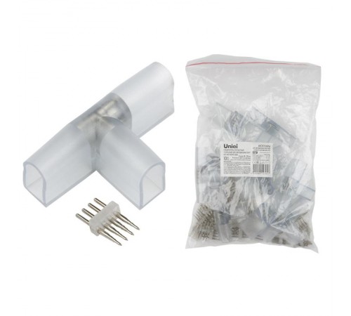 Коннекторы для светодиодной ленты Т-образные ULS-N22 RGB NEON 220В, 8x16мм, 4 контакта UTC-K-34/N22 CLEAR 010 POLYBAG прозр, 10 шт/упак  UL-00005796 