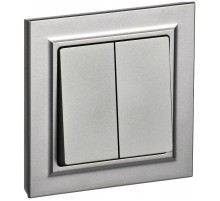 BRITE Выключатель 2-клавишный 10А в сборе ВСР10-2-0-БрС сталь  BR-V20-0-10-K46-F  IEK