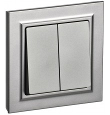 BRITE Выключатель 2-клавишный 10А в сборе ВСР10-2-0-БрС сталь  BR-V20-0-10-K46-F  IEK