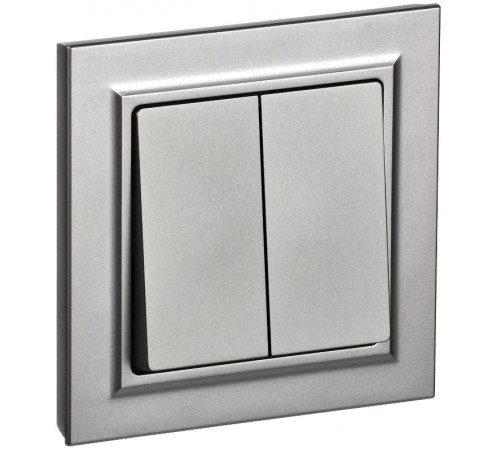 BRITE Выключатель 2-клавишный 10А в сборе ВСР10-2-0-БрС сталь  BR-V20-0-10-K46-F  IEK