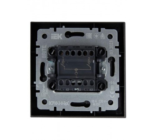 BRITE Выключатель 2-клавишный 10А в сборе ВСР10-2-0-БрС сталь  BR-V20-0-10-K46-F  IEK