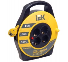 Удлинитель на катушке УК10 с т/з 4 места 2Р+PЕ/10м 3х1,0 мм2 "Industrial"  WKP14-10-04-10  IEK