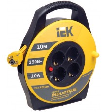 Удлинитель на катушке УК10 с т/з 4 места 2Р+PЕ/10м 3х1,0 мм2 "Industrial"  WKP14-10-04-10  IEK