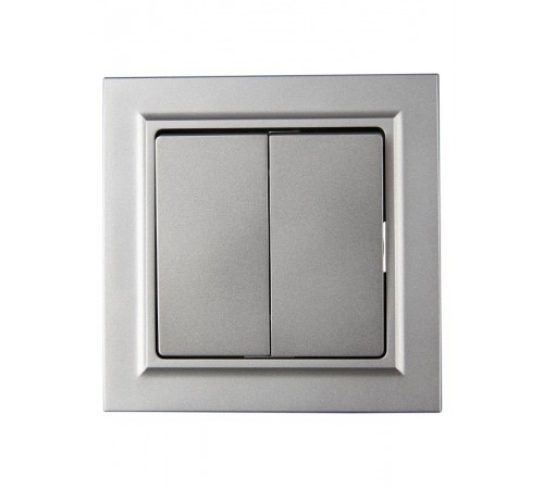 BRITE Выключатель 2-клавишный 10А в сборе ВСР10-2-0-БрС сталь  BR-V20-0-10-K46-F  IEK