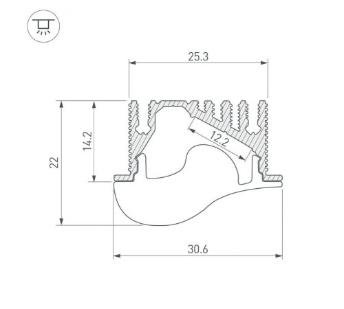 Профиль с экраном ALU-ASYMETRIC-2000 ANOD+FROST LENS  019270  Arlight