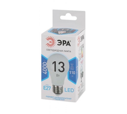 Лампа светодиодная LED 13Вт Е27 4000К СТАНДАРТ smd A60-13W-840-E27  Б0020537  ЭРА