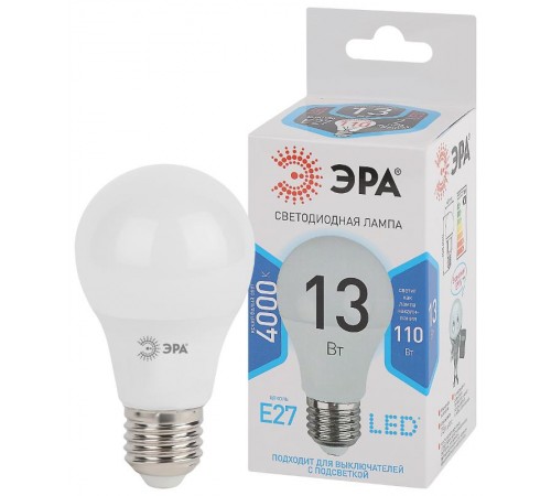 Лампа светодиодная LED 13Вт Е27 4000К СТАНДАРТ smd A60-13W-840-E27  Б0020537  ЭРА