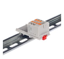 Блок распределительный с верт. адапт. на рейки шириной 15/35мм, зажим push-in, 1 ввод 6 кв.мм, 6 точки подкл. 2,5 кв.мм, серый  DTP1-106-104SPUG-V  