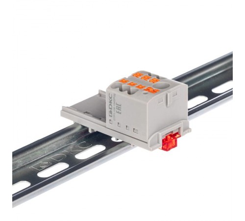 Блок распределительный с верт. адапт. на рейки шириной 15/35мм, зажим push-in, 1 ввод 6 кв.мм, 6 точки подкл. 2,5 кв.мм, серый  DTP1-106-104SPUG-V  