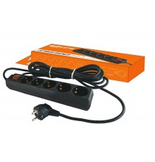 Сетевой фильтр СФ-05В выключатель, 5 гнезд, 1,5метра, с заземлением, ПВС  3х1мм2 16А/250В   SQ1304-0001  TDM