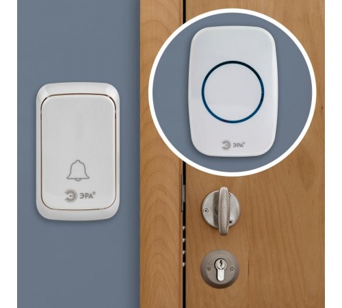 Звонок дверной C89 беспроводной белый 38 мелодий  Б0054090  ЭРА