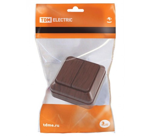 Выключатель 2-кл. открытой установки IP20 10А, бук "Ладога"   SQ1801-0028  TDM