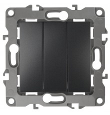 Выключатель тройной 12-1107-05 10АХ-250В,  антрацит  Б0014673  ЭРА