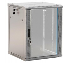 TWB-2745-GP-RAL7035 Шкаф настенный 19-дюймовый (19"), 27U, 1304x600х450мм, стеклянная дверь с перфорацией по бокам, ручка с замком 452010  Hyperline