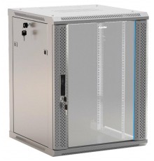 TWB-2745-GP-RAL7035 Шкаф настенный 19-дюймовый (19"), 27U, 1304x600х450мм, стеклянная дверь с перфорацией по бокам, ручка с замком 452010  Hyperline