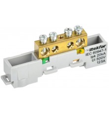 TEKFOR Шина PE "земля" неизолированная на универсальном держателе 8х12-4-Ж  TF-NN20-04-DL-K05  IEK