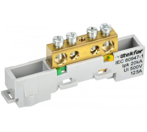 TEKFOR Шина PE "земля" неизолированная на универсальном держателе 8х12-4-Ж  TF-NN20-04-DL-K05  IEK