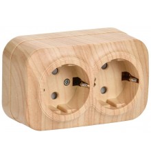 РСш22-3-ХС Розет. 2-ая с з/к и з/ш о/у 16А GLORY сосна  ERH24-K34-16  IEK