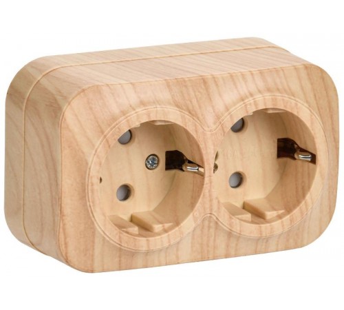 РСш22-3-ХС Розет. 2-ая с з/к и з/ш о/у 16А GLORY сосна  ERH24-K34-16  IEK