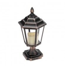 Декоративный фонарь на подставке со свечкой, бронзовый корпус, размер 14,5х17х31см, цвет теплый белый  513-058  NEON-NIGHT