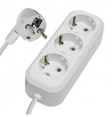 HM01-31-02 Удлинитель 3-местный с/з 3x0,75мм2, 2м, 220В, 10А, серия Home (У10-002), белый  39213  STEKKER