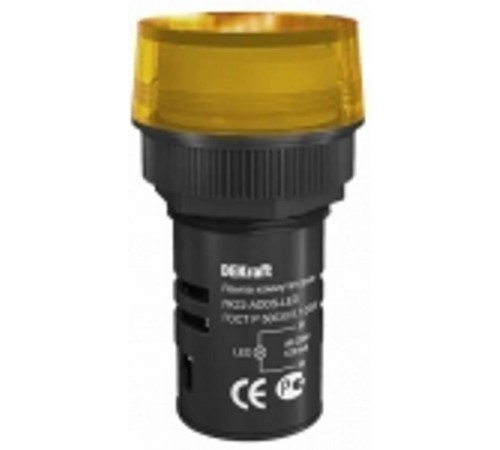 Лампа комм. ADDS 22 мм Цвет:ЖЕЛТЫЙ LED 220В ЛK-22   25004DEK  DEKraft