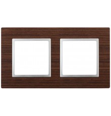 14-5302-10 ЭРА Рамка на 2 поста, дерево, Эра Elegance, венге+алюм  Б0034575  ЭРА