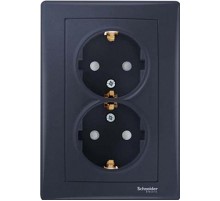SEDNA РОЗЕТКА двойная, с зазем. конт., без защит. шторок, 16А, 250В, ГРАФИТ SDN3000670 Schneider Electric