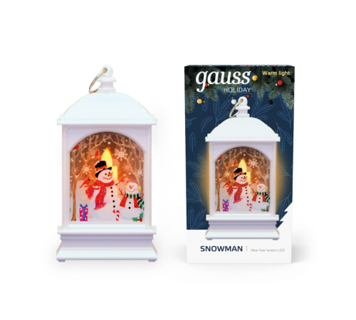 Фонарь новогодний светодиодный "Снеговик" серия Holiday, 0,1W, тёплый свет, белый, батарейки в комплекте, 1/100  HL030  Gauss