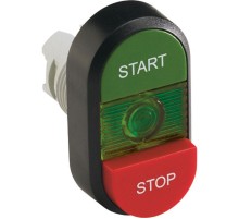 Кнопка двойная MPD15-11G (зеленая/красная-выступающая) зеленая л инза с текстом (START/STOP)  1SFA611144R1102  ABB
